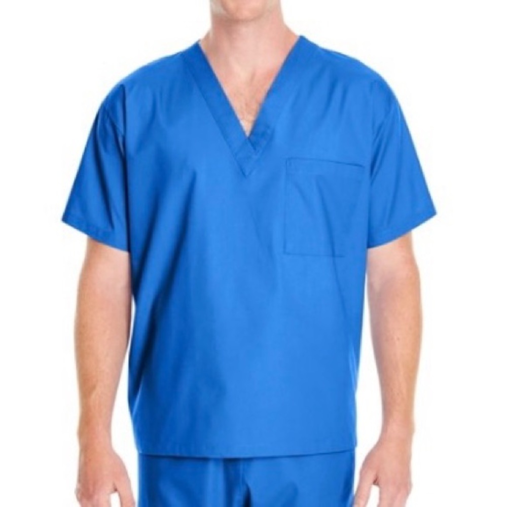 Set of 2 Men’s Ciel Blue Scrub Tops, Set of Two, New in Package, XL